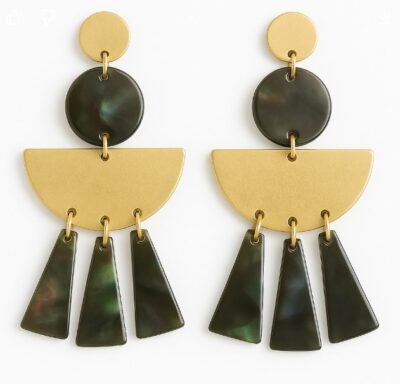 Bold Geometric Drop Earrings with Iridescent Accents