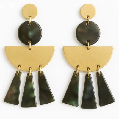 Bold Geometric Drop Earrings with Iridescent Accents