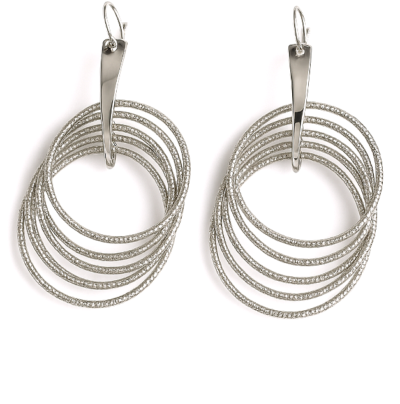 Elegant Multi-Hoop Silver Dangle Earrings