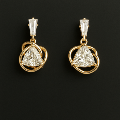 Celestia Tria Gold Drop Earrings