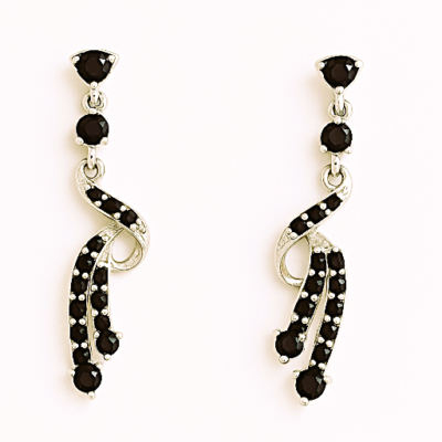 Black Onyx Twist Drop Earrings