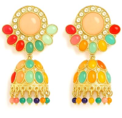 Multicolor Kundan Jhumka Earrings
