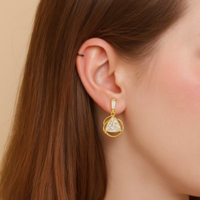 Celestia Tria Gold Drop Earrings