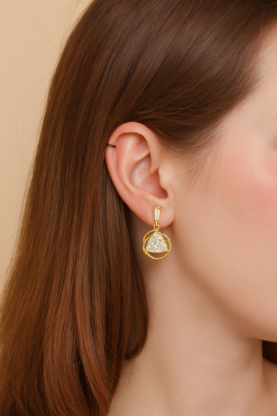 Celestia Tria Gold Drop Earrings