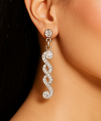 Dazzling Crystal Swirl Earrings