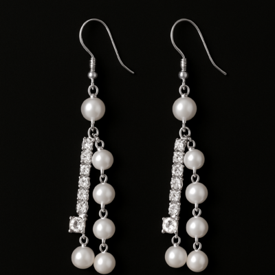 Crystal Cascade Pearl Drop Earrings