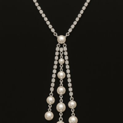 Elegance Cascade Pearl & Crystal Drop Necklace