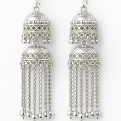Regal Silver Dome Jhumka Earrings