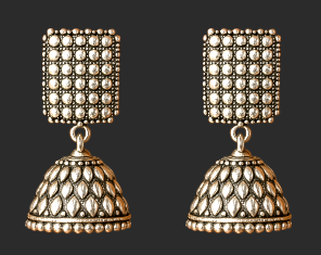 Royal Oxidized Silver Dome Jhumka Earrings