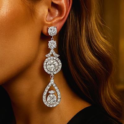 Regal Cascade Diamond Drop Earrings