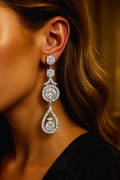Regal Cascade Diamond Drop Earrings