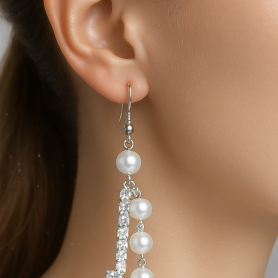 Crystal Cascade Pearl Drop Earrings