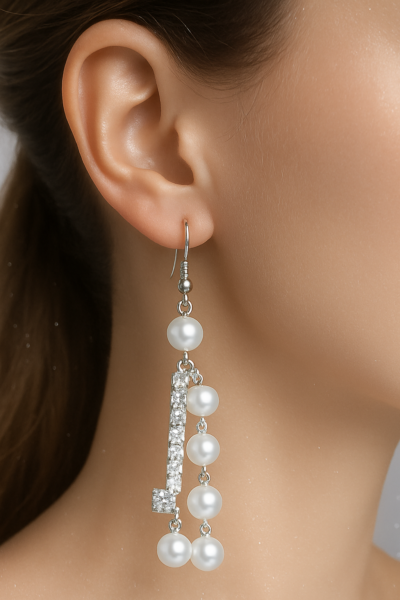 Crystal Cascade Pearl Drop Earrings