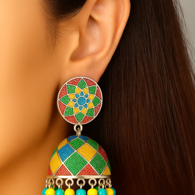 Meenakari Bloom: Festival Harmony Jhumkas