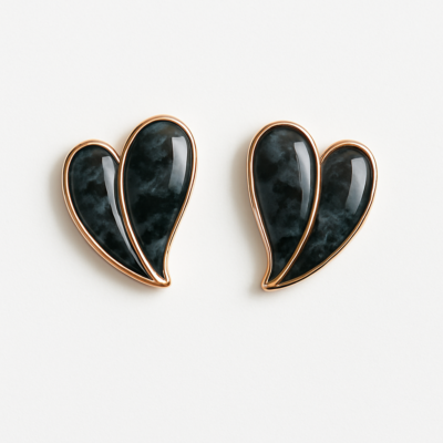 Midnight Embrace Heart Studs