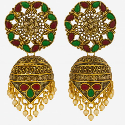 Regal Meenakari Dome Jhumkas