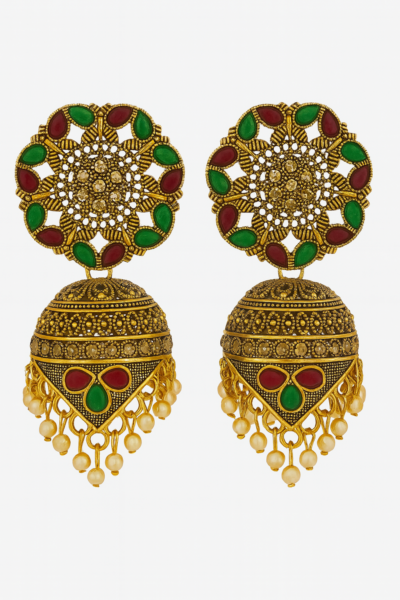 Regal Meenakari Dome Jhumkas
