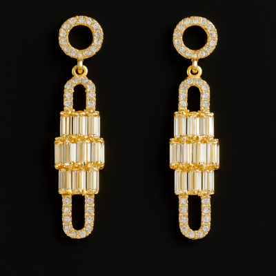 Celestial Baguette Drop Earrings