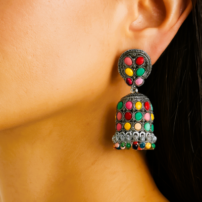 Festive Mosaic Jhumka Earrings