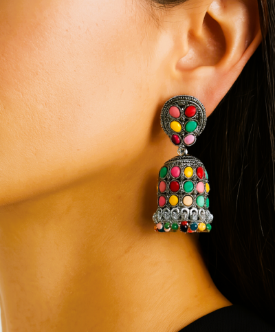 Festive Mosaic Jhumka Earrings