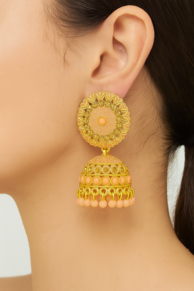 Peach Blossom Jhumka Elegance