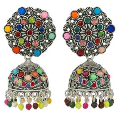 Boho Carnival Oxidized Jhumka Earring