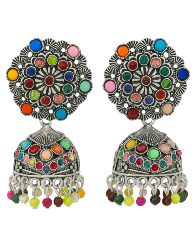 Boho Carnival Oxidized Jhumka Earring