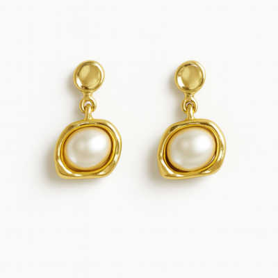 Golden Aura Pearl Drop Earrings