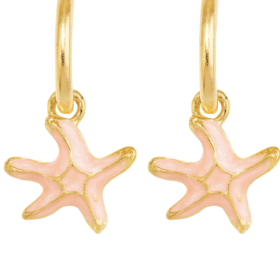 Golden Starfish Charm Hoop Earrings