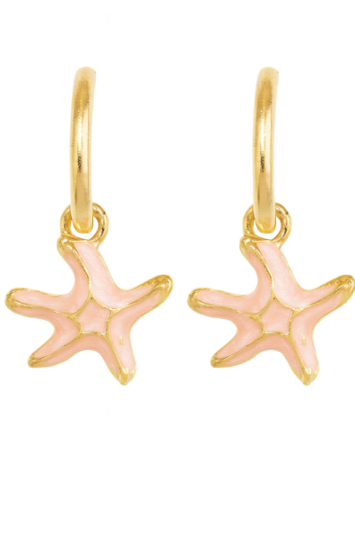 Golden Starfish Charm Hoop Earrings