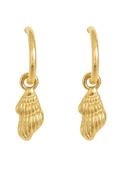 Golden Seashell Charm Hoop Earrings