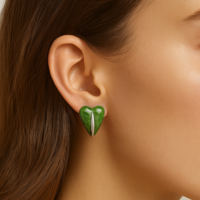 Emerald Grace Heart Studs