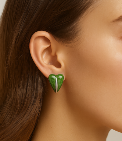 Emerald Grace Heart Studs