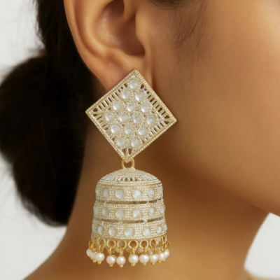 Pearl Radiance Jhumka Earrings