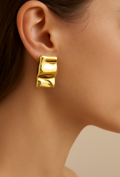 Golden Crinkle Luxe Earrings