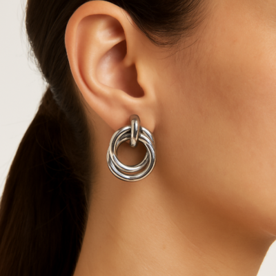 Silver Interlock Elegance Earrings