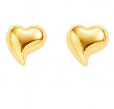 Golden Curvy Heart Studs