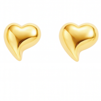 Golden Curvy Heart Studs