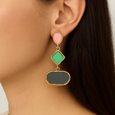 Tricolor Elegance Dangle Earrings