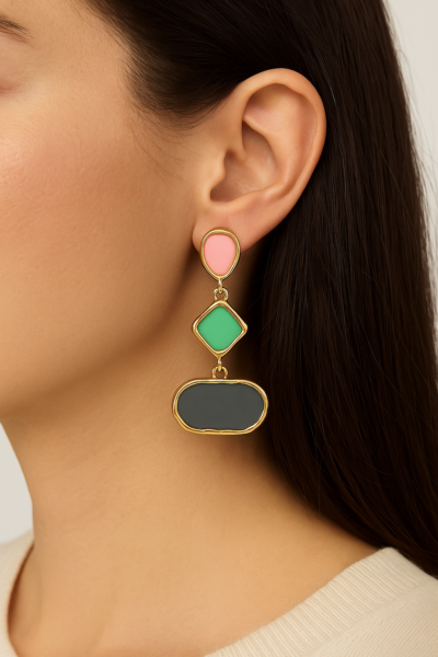 Tricolor Elegance Dangle Earrings