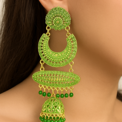 Royal Emerald Cascade Jhumka Earrings