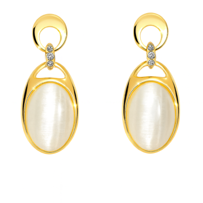 Golden Moonlight Oval Drop Earrings