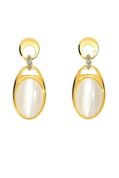 Golden Moonlight Oval Drop Earrings