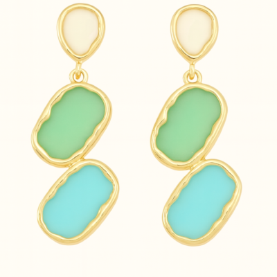 Ocean Breeze Triple Gem Dangle Earrings