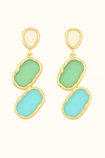 Ocean Breeze Triple Gem Dangle Earrings