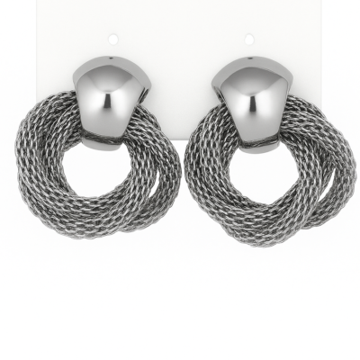 Elegant Silver Knot Mesh Earrings