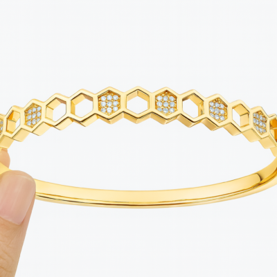 Golden Honeycomb Elegance Bangle
