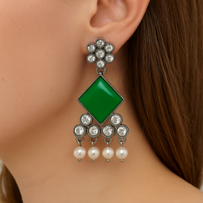 Regal Radiance Green Stone Chandeliers