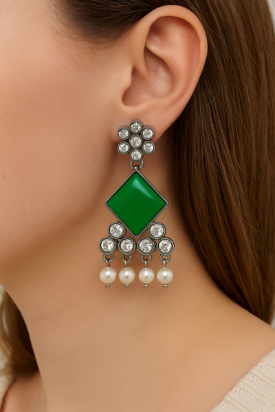 Regal Radiance Green Stone Chandeliers