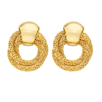 Golden Mesh Knot Stud Earrings